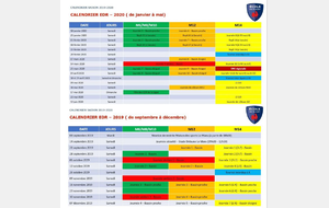 Calendrier Matchs et Journées Atelier EDR